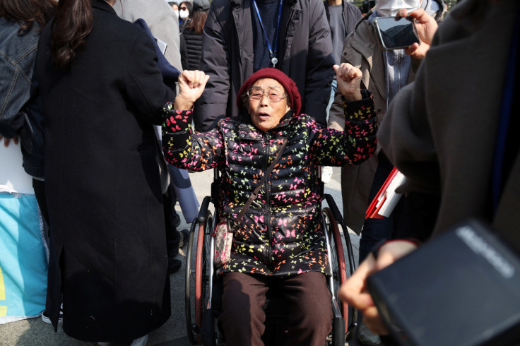 ソウルでの強制労働被害者補償をめぐる政府の解決計画を非難するデモ