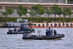 海上保安庁、G7財政会合会場の近くを流れる信濃川を巡視